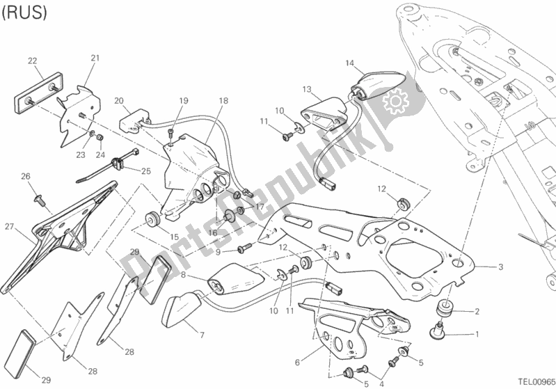 Todas as partes de 28b - Porta-placa do Ducati Monster 1200 R 2019
